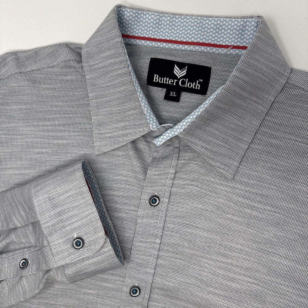 Butter Cloth Mens XL Grey Long Sleeve Button Down 100% Cotton Shirt RN 153890